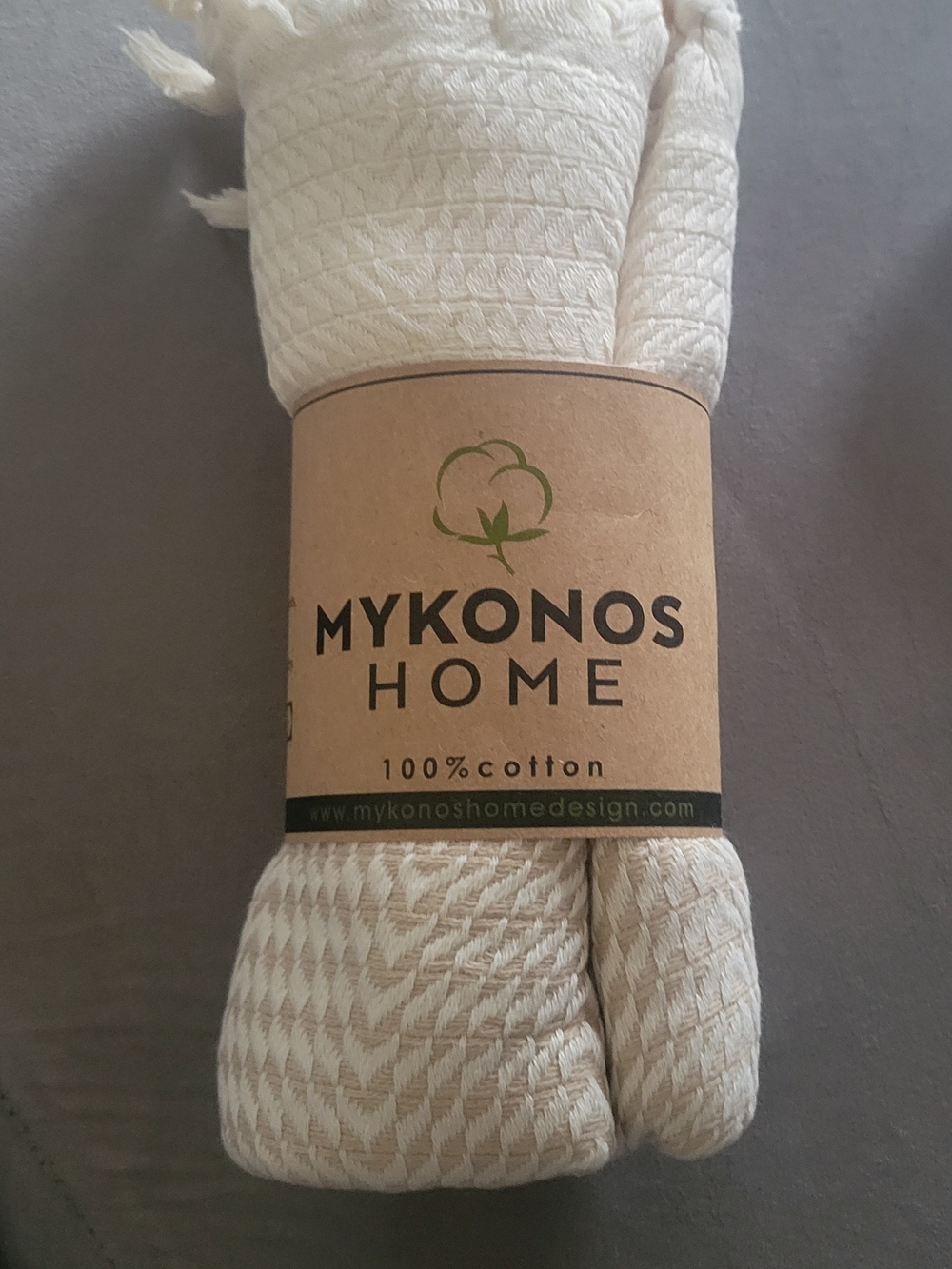 2 Mykonos Home 100% Cotton Hand Towels Cream 40"x19"